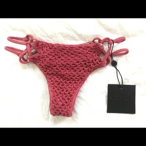 Acacia Crochet Molokini Bikini Bottom in Lychee